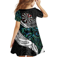 Personalized NZ Darts Family Matching Off Shoulder Short Dress and Hawaiian Shirt Paua Shell Maori Koru Whakairo LT7 - Polynesian Pride