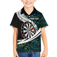 Personalized NZ Darts Family Matching Puletasi and Hawaiian Shirt Paua Shell Maori Koru Whakairo LT7 Son's Shirt Colorful - Polynesian Pride