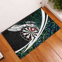 Personalized NZ Darts Rubber Doormat Paua Shell Maori Koru Whakairo LT7 - Polynesian Pride
