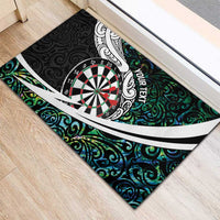 Personalized NZ Darts Rubber Doormat Paua Shell Maori Koru Whakairo LT7 - Polynesian Pride