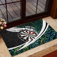 Personalized NZ Darts Rubber Doormat Paua Shell Maori Koru Whakairo LT7 - Polynesian Pride