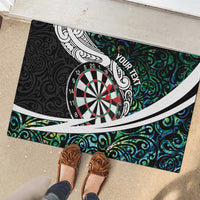 Personalized NZ Darts Rubber Doormat Paua Shell Maori Koru Whakairo LT7 - Polynesian Pride