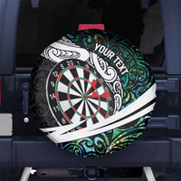 Personalized NZ Darts Spare Tire Cover Paua Shell Maori Koru Whakairo - Polynesian Pride