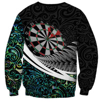 Personalized NZ Darts Sweatshirt Paua Shell Maori Koru Whakairo LT7 - Polynesian Pride