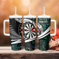 Personalized NZ Darts Tumbler With Handle Paua Shell Maori Koru Whakairo LT7 - Polynesian Pride