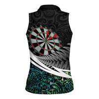Personalized NZ Darts Women Sleeveless Polo Shirt Paua Shell Maori Koru Whakairo - Polynesian Pride