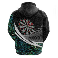 Personalized NZ Darts Zip Hoodie Paua Shell Maori Koru Whakairo - Polynesian Pride