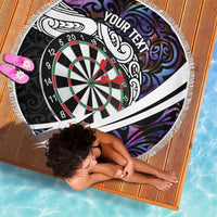 Personalized NZ Darts Beach Blanket Paua Shell Maori Koru Whakairo - Purple LT7 - Polynesian Pride