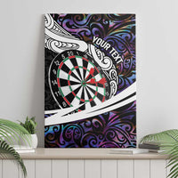 Personalized NZ Darts Canvas Wall Art Paua Shell Maori Koru Whakairo - Purple LT7 - Polynesian Pride