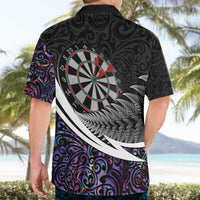 Personalized NZ Darts Hawaiian Shirt Paua Shell Maori Koru Whakairo - Purple - Polynesian Pride