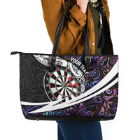 Personalized NZ Darts Leather Tote Bag Paua Shell Maori Koru Whakairo - Purple - Polynesian Pride