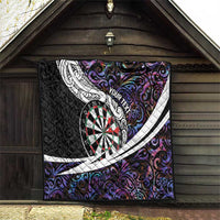 Personalized NZ Darts Quilt Paua Shell Maori Koru Whakairo - Purple - Polynesian Pride
