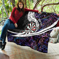 Personalized NZ Darts Quilt Paua Shell Maori Koru Whakairo - Purple - Polynesian Pride