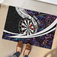 Personalized NZ Darts Rubber Doormat Paua Shell Maori Koru Whakairo - Purple LT7 - Polynesian Pride