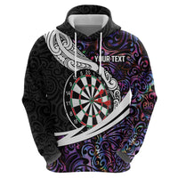 Personalized NZ Darts Zip Hoodie Paua Shell Maori Koru Whakairo - Purple - Polynesian Pride