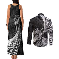 Personalised Polynesian Couples Matching Tank Maxi Dress and Long Sleeve Button Shirts Bulldog With Polynesian Patterns LT7 - Polynesian Pride