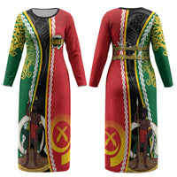 Ni-Vanuatu Indipendens Dei Celebretem Couples Matching Long Sleeve Bodycon Dress and Long Sleeve Button Shirt Yumi Yumi Yumi LT7 - Polynesian Pride