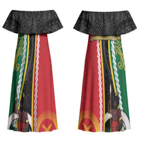 Ni-Vanuatu Indipendens Dei Celebretem Couples Matching Off Shoulder Maxi Dress and Long Sleeve Button Shirt Yumi Yumi Yumi LT7 - Polynesian Pride