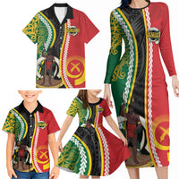 Ni-Vanuatu Indipendens Dei Celebretem Family Matching Long Sleeve Bodycon Dress and Hawaiian Shirt Yumi Yumi Yumi LT7 - Polynesian Pride