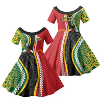 Ni-Vanuatu Indipendens Dei Celebretem Family Matching Long Sleeve Bodycon Dress and Hawaiian Shirt Yumi Yumi Yumi LT7 Daughter's Dress Multicolor - Polynesian Pride