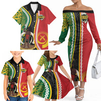 Ni-Vanuatu Indipendens Dei Celebretem Family Matching Off The Shoulder Long Sleeve Dress and Hawaiian Shirt Yumi Yumi Yumi LT7 - Polynesian Pride