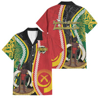 Ni-Vanuatu Indipendens Dei Celebretem Family Matching Off The Shoulder Long Sleeve Dress and Hawaiian Shirt Yumi Yumi Yumi LT7 Dad's Shirt - Short Sleeve Multicolor - Polynesian Pride