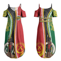 Ni-Vanuatu Indipendens Dei Celebretem Family Matching Summer Maxi Dress and Hawaiian Shirt Yumi Yumi Yumi LT7 Mom's Dress Multicolor - Polynesian Pride