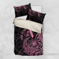 Polynesian Pink Power Bedding Set Breast Cancer Ribbon Turtle and Flowers LT7 US Twin 172cm x 218cm Pink - Polynesian Pride