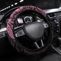 Polynesian Pink Power Steering Wheel Cover Breast Cancer Ribbon Turtle and Flowers LT7 Universal Fit Pink - Polynesian Pride