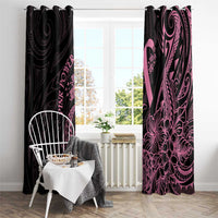 Polynesian Pink Power Window Curtain Breast Cancer Ribbon Turtle and Flowers LT7 - Polynesian Pride