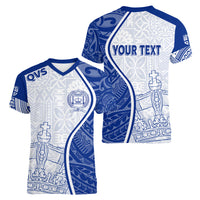 Personalised Queen Victoria School Women V Neck T Shirt QVS Old Boys LT7 - Polynesian Pride