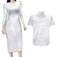 Samoa White Sunday Couples Matching Long Sleeve Bodycon Dress and Hawaiian Shirt Hibiscus Special LT7