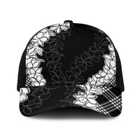 Hawaii Aloha Plumeria Lei Black Palaka Baseball Net Cap LT7 One Size Black Black - Polynesian Pride