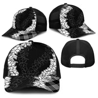 Hawaii Aloha Plumeria Lei Black Palaka Baseball Net Cap LT7 - Polynesian Pride