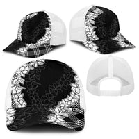 Hawaii Aloha Plumeria Lei Black Palaka Baseball Net Cap LT7 - Polynesian Pride