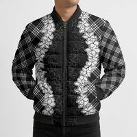 Hawaii Aloha Plumeria Lei Black Palaka Bomber Puffer Jacket - Polynesian Pride
