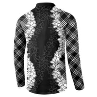 Hawaii Aloha Plumeria Lei Black Palaka Button Sweatshirt - Polynesian Pride