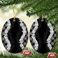 Hawaii Aloha Plumeria Lei Black Palaka Ceramic Ornament - Polynesian Pride