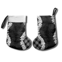 Hawaii Aloha Plumeria Lei Black Palaka Christmas Stocking - Polynesian Pride
