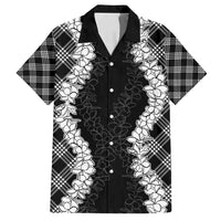 Hawaii Aloha Plumeria Lei Black Palaka Family Matching Puletasi and Hawaiian Shirt LT7 Dad's Shirt - Short Sleeve Black - Polynesian Pride