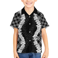Hawaii Aloha Plumeria Lei Black Palaka Family Matching Puletasi and Hawaiian Shirt LT7 Son's Shirt Black - Polynesian Pride