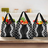 Hawaii Aloha Plumeria Lei Black Palaka Grocery Bag - Polynesian Pride