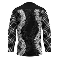 Hawaii Aloha Plumeria Lei Black Palaka Hockey Jersey LT7 - Polynesian Pride