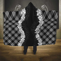 Hawaii Aloha Plumeria Lei Black Palaka Hooded Blanket - Polynesian Pride