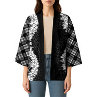 Hawaii Aloha Plumeria Lei Black Palaka Kimono - Polynesian Pride