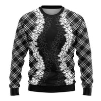 Hawaii Aloha Plumeria Lei Black Palaka Ugly Christmas Sweater - Polynesian Pride