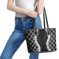 Hawaii Aloha Plumeria Lei Black Palaka Leather Tote Bag LT7 - Polynesian Pride