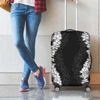 Hawaii Aloha Plumeria Lei Black Palaka Luggage Cover - Polynesian Pride