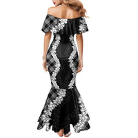 Hawaii Aloha Plumeria Lei Black Palaka Mermaid Dress - Polynesian Pride