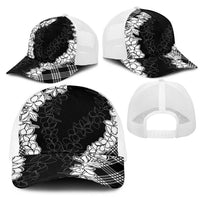 Hawaii Aloha Plumeria Lei Black Palaka Mesh Trucker Cap LT7 - Polynesian Pride